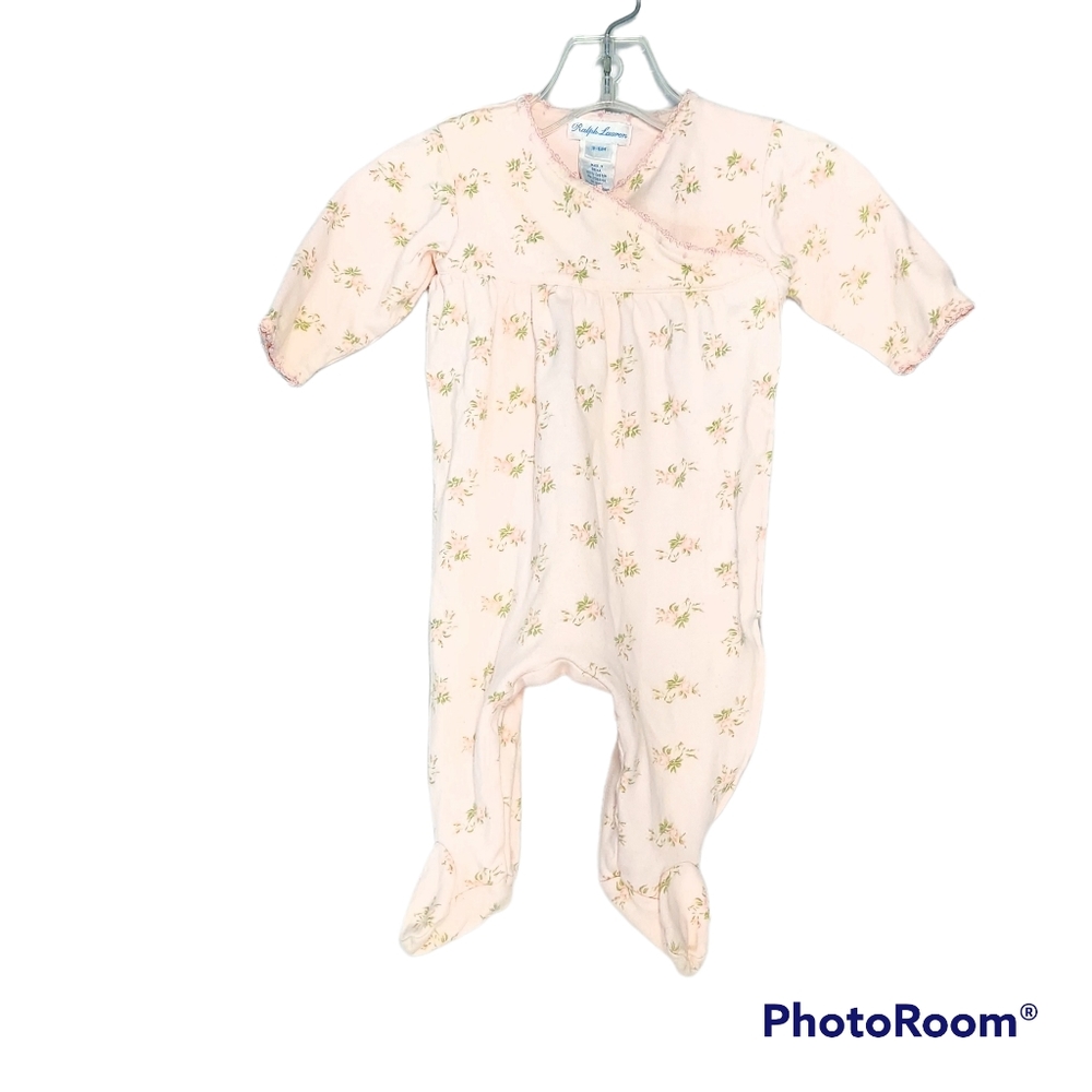 Floral Pink Ralph Lauren Footed One-Piece Pajamas